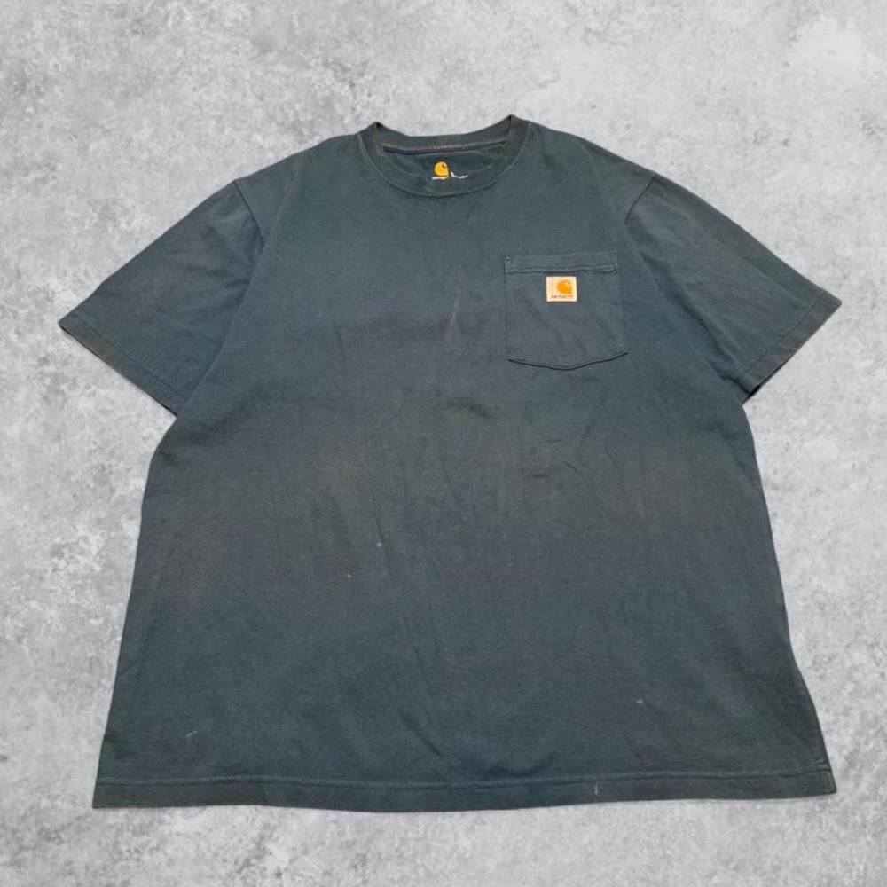 Vintage Carhartt Y2K Blue Teal Pocket Tee Mens Short Sleeve Workwear T-Shirt